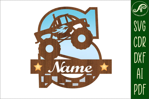 Monster Truck Monogram Letter S SVG Cut file SVG APInspireddesigns 