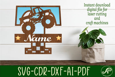 Monster Truck Monogram Letter T SVG Cut file SVG APInspireddesigns 