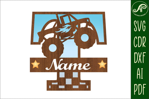 Monster Truck Monogram Letter T SVG Cut file SVG APInspireddesigns 