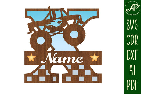 Monster Truck Monogram Letter X SVG Cut file SVG APInspireddesigns 