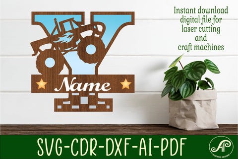 Monster Truck Monogram Letter Y SVG Cut file SVG APInspireddesigns 