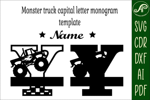 Monster Truck Monogram Letter Y SVG Cut file SVG APInspireddesigns 
