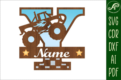 Monster Truck Monogram Letter Y SVG Cut file SVG APInspireddesigns 