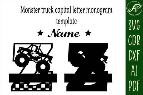 Monster Truck Monogram Letter Z SVG Cut file SVG APInspireddesigns 