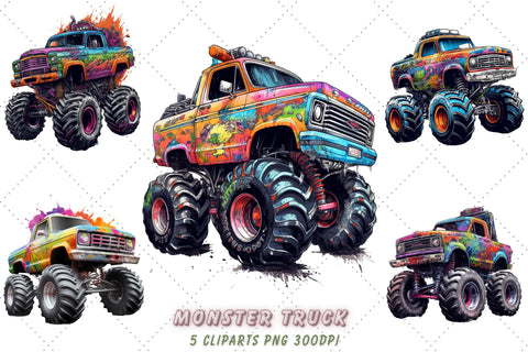 Monster Truck Sublimation Clipart Bundle Sublimation FloridPrintables 