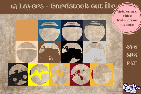 Monster Truck Svg Shadow Box, 3D Layered Monster Truck Arena SVG Crafty Mama Studios 