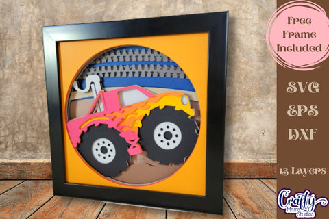 Monster Truck Svg Shadow Box, 3D Layered Monster Truck Arena SVG Crafty Mama Studios 