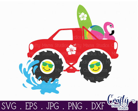 Monster Truck Svg, Summer Shirt Svg, Surfing Kids Truck File SVG Crafty Mama Studios 