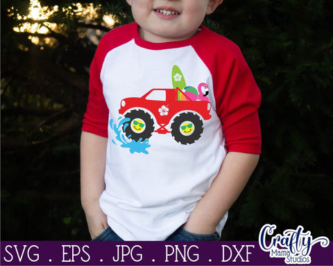 Monster Truck Svg, Summer Shirt Svg, Surfing Kids Truck File SVG Crafty Mama Studios 