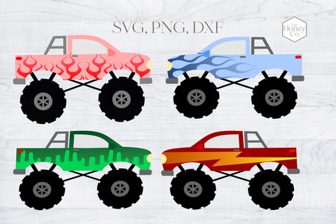 Monster Trucks SVG Bundle | Monster Truck Sublimation Set SVG The Honey Company 