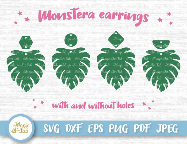 Monstera earrings SVG SVG MagicArtLab 