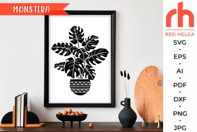 Monstera in a Pot SVG - Houseplant Cut File SVG RedHelgaArt 