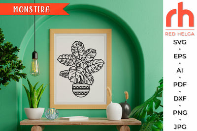 Monstera in a Pot SVG - Potted Plant Cut File SVG RedHelgaArt 