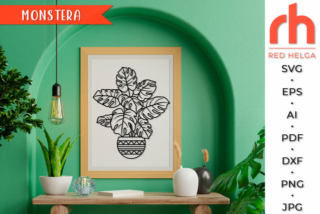 Monstera in a Pot SVG - Potted Plant Cut File SVG RedHelgaArt 