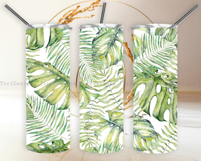 Monstera Leaf 20 oz Skinny Tumbler Sublimation Tropical Print Tumbler Wrap Design Sublimation ToriDesigns 