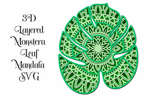 Monstera Leaf Layered Mandala SVG File - 4 Layers SVG Digital Honeybee 