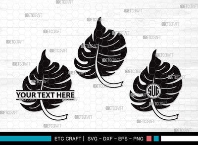 Monstera Leaf Monogram SVG Cut File | Monstera Leaves Svg | Monstera Leaf With Hole Svg | Green Leaf SVG | Monstera Leaves Svg | Monstera Leaf Clipart SVG ETC Craft 