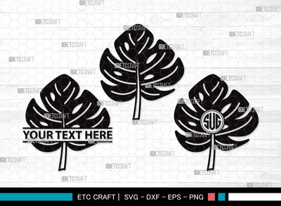 Monstera Leaf Monogram SVG Cut File | Monstera Leaves Svg | Monstera Leaf With Hole Svg | Green Leaf SVG | Monstera Leaves Svg | Monstera Leaf Clipart SVG ETC Craft 