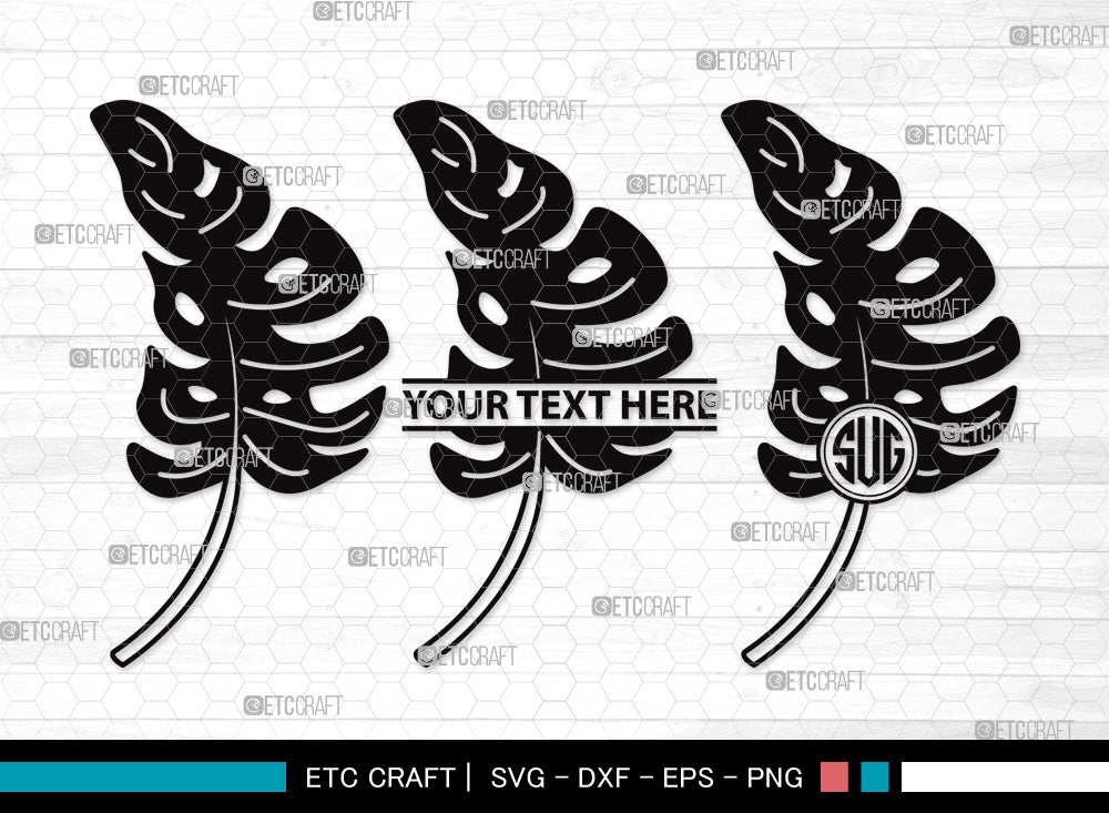 Monstera Monogram Monstera Leaf Monogram SVG Cut File | Monstera Leaves Svg | Monstera ...