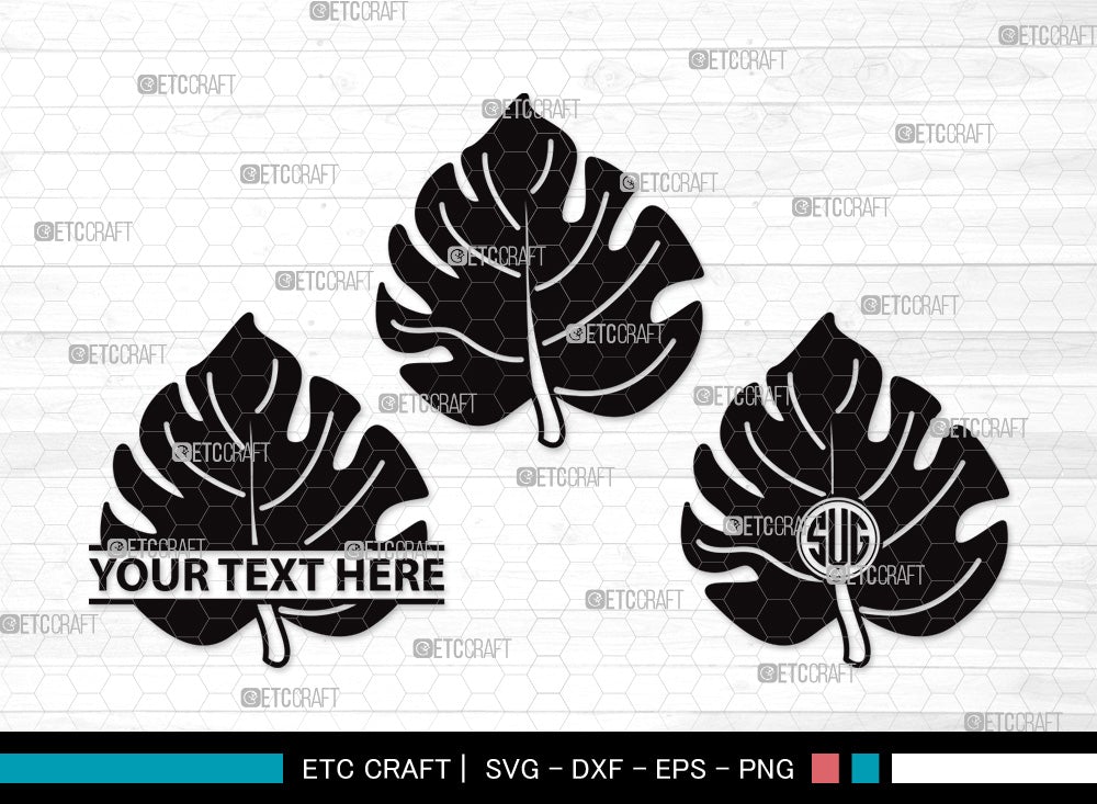 Monstera Monogram Monstera Leaf Monogram SVG Cut File | Monstera Leaves Svg | Monstera ...