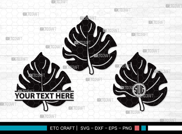 Monstera Leaf Monogram SVG Cut File | Monstera Leaves Svg | Monstera Leaf With Hole Svg | Green Leaf SVG | Monstera Leaves Svg | Monstera Leaf Clipart SVG ETC Craft 