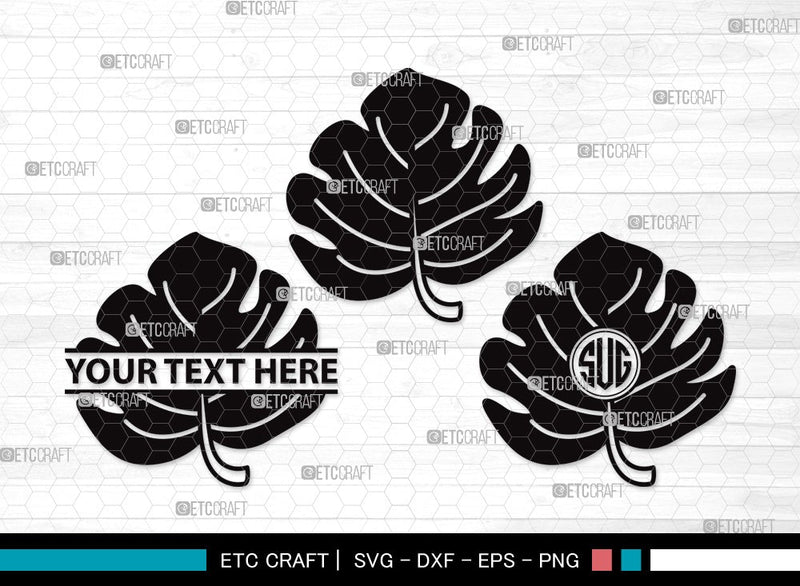Monstera Leaf Monogram SVG Cut File | Monstera Leaves Svg | Monstera Leaf With Hole Svg | Green Leaf SVG | Monstera Leaves Svg | Monstera Leaf Clipart SVG ETC Craft 