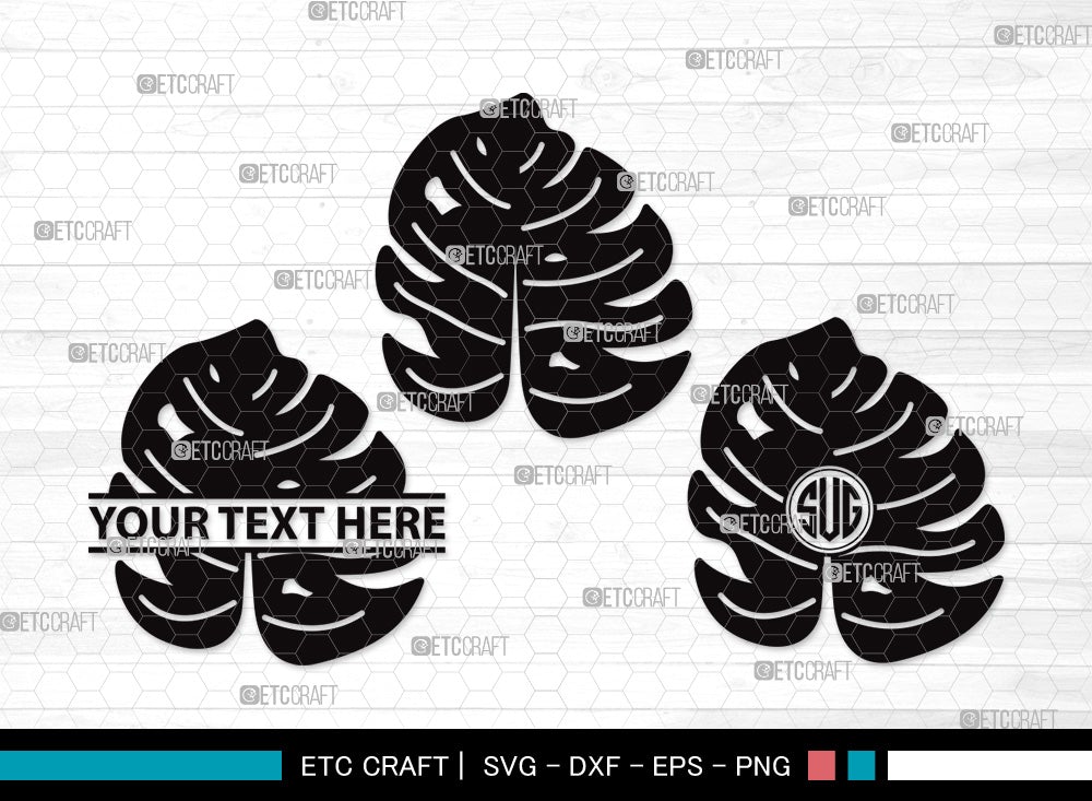 Monstera Monogram Monstera Leaf Monogram SVG Cut File | Monstera Leaves Svg | Monstera ...