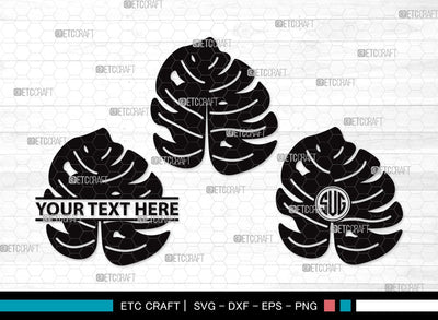 Monstera Leaf Monogram SVG Cut File | Monstera Leaves Svg | Monstera Leaf With Hole Svg | Green Leaf SVG | Monstera Leaves Svg | Monstera Leaf Clipart SVG ETC Craft 