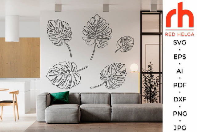 Monstera Leaves SVG - Jungle Leaf Outline SVG RedHelgaArt 
