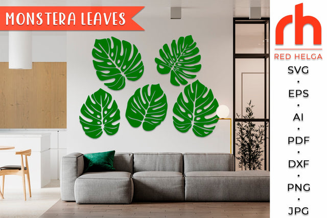 Monstera Leaves SVG - Jungle Leaf Silhouette SVG RedHelgaArt 