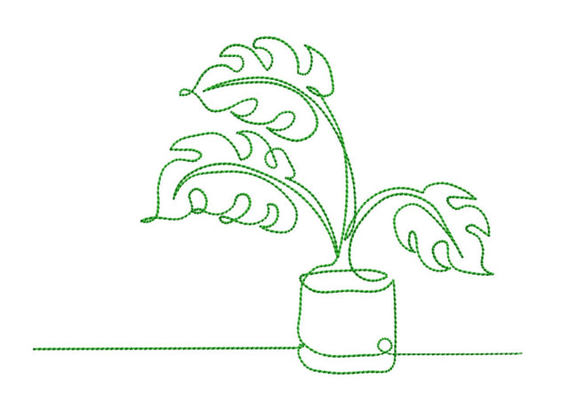 Monstera Plant in a Pot Machine Design Embroidery/Applique DESIGNS Canada Embroidery 