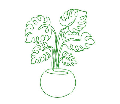 Monstera Plant in a Pot Machine Embroidery Design Embroidery/Applique DESIGNS Angie 