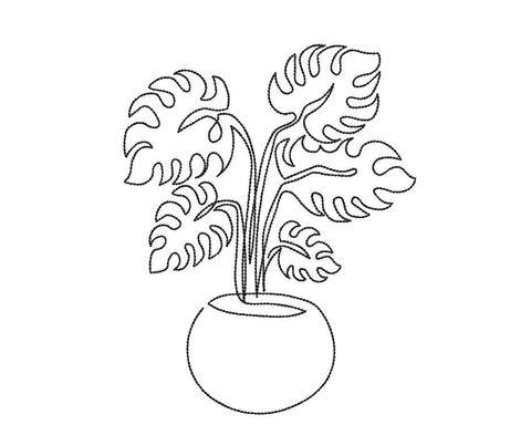 Monstera Plant in a Pot Machine Embroidery Design Embroidery/Applique DESIGNS Angie 