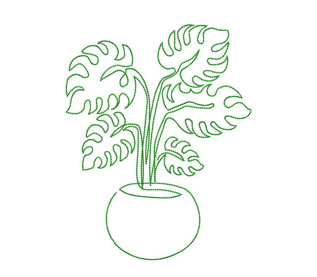 Monstera Plant in a Pot Machine Embroidery Design Embroidery/Applique DESIGNS Canada Embroidery 