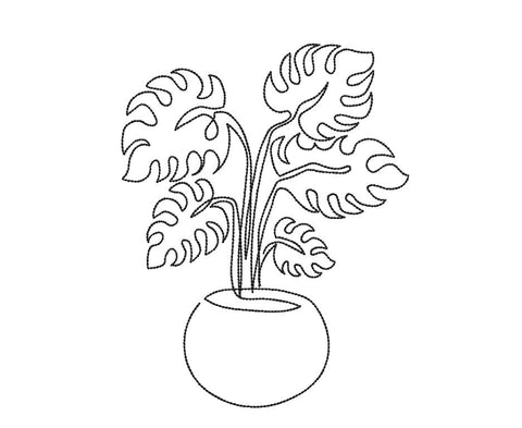 Monstera Plant in a Pot Machine Embroidery Design Embroidery/Applique DESIGNS Canada Embroidery 