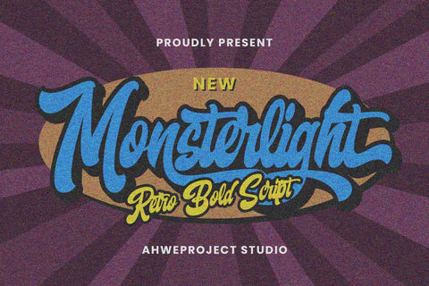 Monsterlight - Retro Bold Script Font ahweproject 