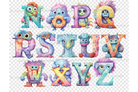 Monsters Alphabet | Cute Monsters Clipart SVG GlamArtZhanna 