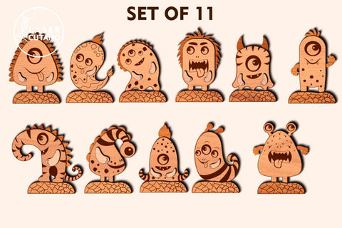 MONSTERS Halloween Decor Bundle 11 pieces SVG LaserCutano 