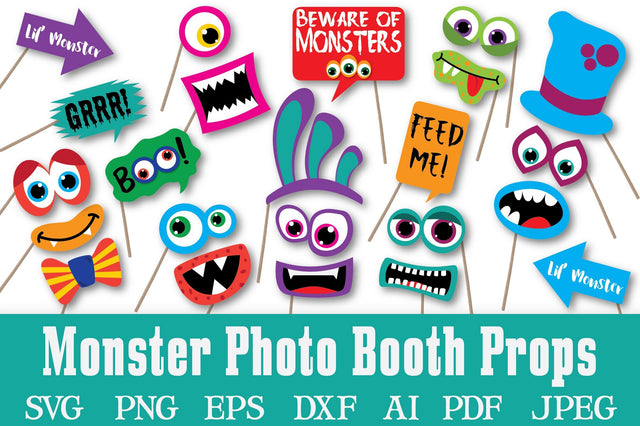 Monsters Photo Booth Props SVG Cut File Bundle SVG Old Market