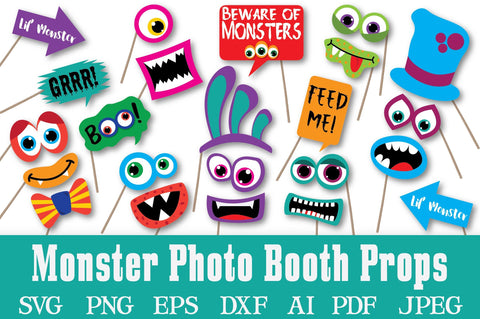Monsters Photo Booth Props SVG Cut File Bundle SVG Old Market 