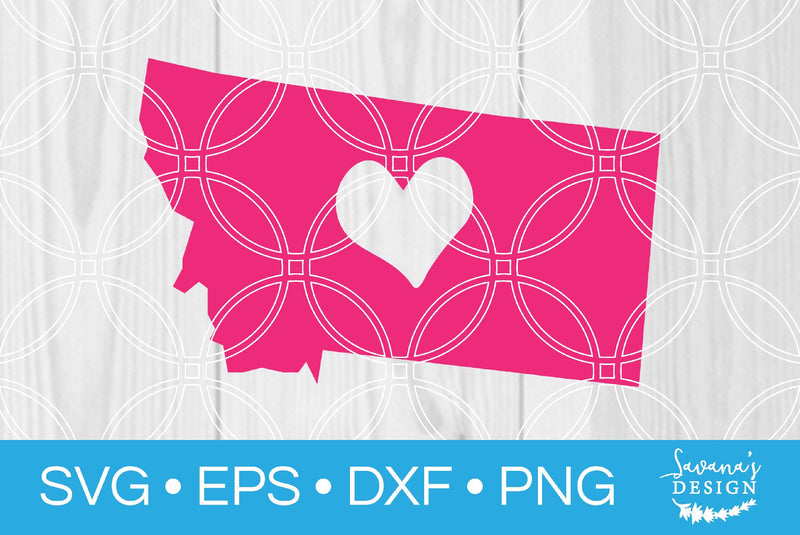 Montana State with Heart SVG SavanasDesign 