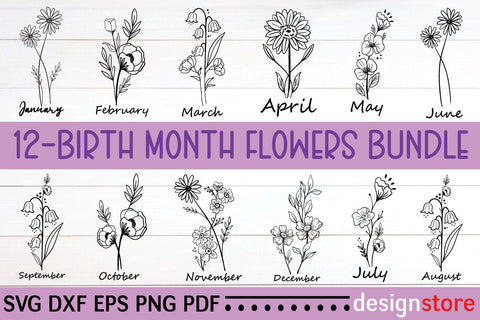 Month Flower Svg Bundle SVG designstore 