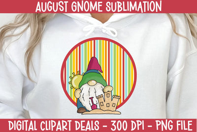 Month of August Gnome Sublimation Design Sublimation Digital Clipart Deals 