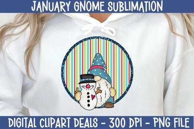 Month of January Gnome Sublimation Design Sublimation Digital Clipart Deals 
