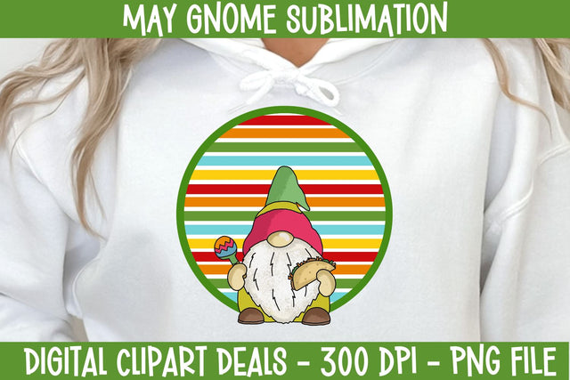 Month of May Gnome Sublimation Design - Cinco de Mayo Sublimation - Tacos PNG Sublimation Digital Clipart Deals 