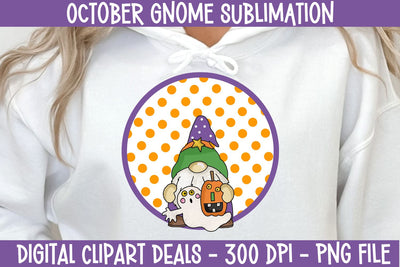 Month of October Gnome Sublimation Design - Halloween Sublimation Design Sublimation Digital Clipart Deals 