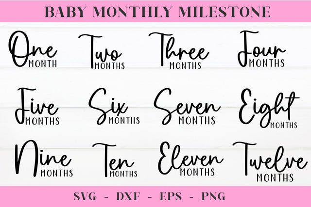 Monthly Milestones SVG, 12 Monthly Milestone, Milestone SVG Cut Files SVG Chamsae Studio 