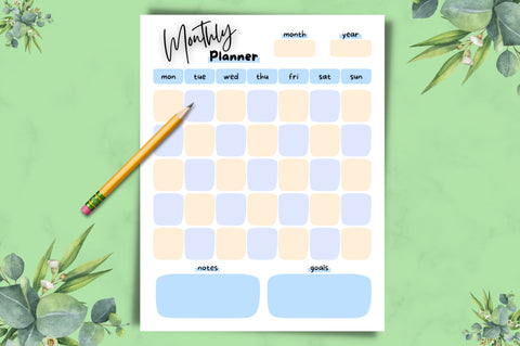 Monthly Planner Printable Canva Template Digital Pattern FloridPrintables 