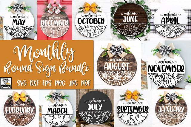 Monthly Round Sign Design Bundle - Door Hanger SVG Bundle SVG Old Market 