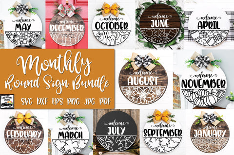 Monthly Round Sign Design Bundle - Door Hanger SVG Bundle SVG Old Market 